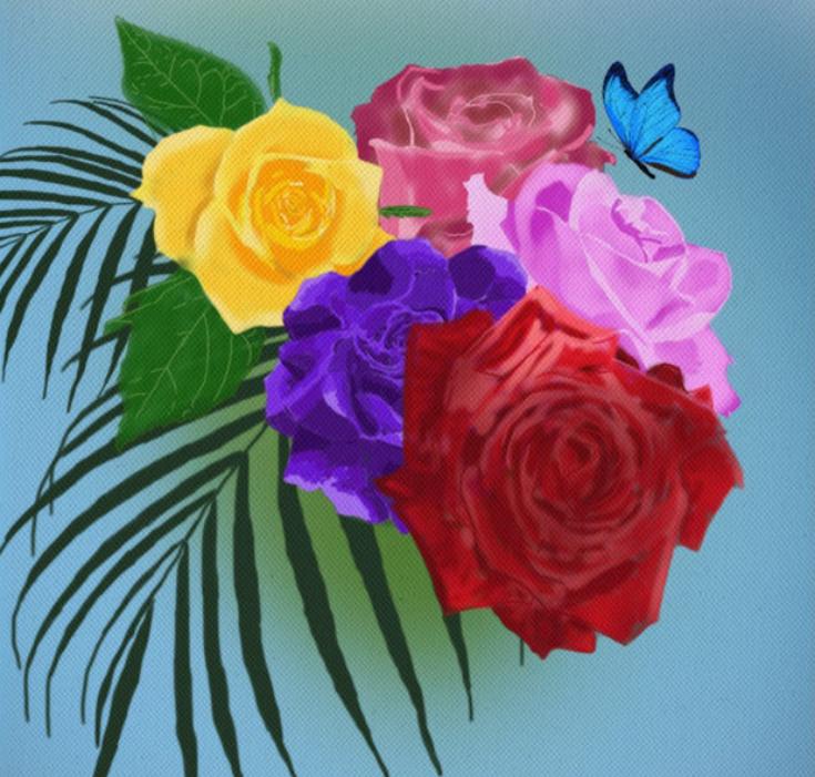 Roses & Butterfly Canvas
